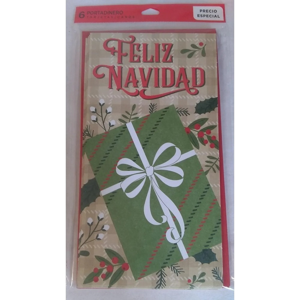 Portadinero Spanish Christmas Cards Envelopes (6) Gift NEW Hallmark Connections